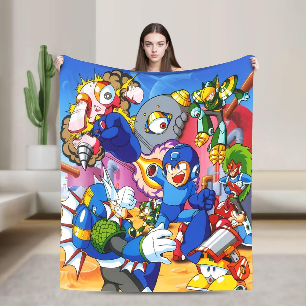 Фланелевое одеяло Mega Man Мягкое прочное плед для улицы Декоративное Забавное покрывало для кровати Покрывало для дивана-кровати