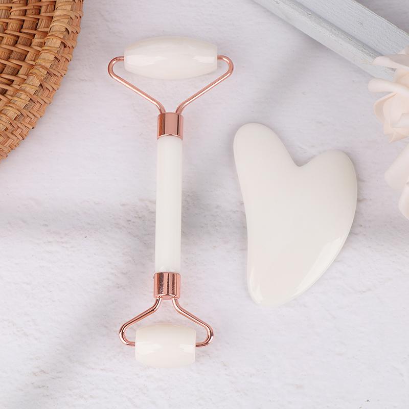 2 шт. Массажер для лица и шеи, роликовый резиновый скребок для красоты, двухсторонняя массажная палочка для разблокировки и расслабления, не розовый нефрит