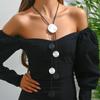 1 Pc Elegant V-Shaped Asymmetrical Circular Tassel Long Necklace With Adjustable Length Fashionable Minimalist Style Pendant Necklace Women's Jewelry