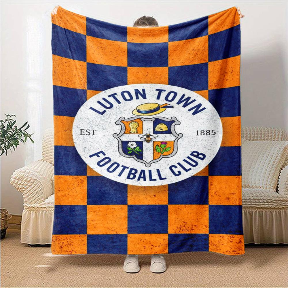 Luton Town FC Print Flannel Blanket High Quality Warm Comfortable Cover for All Seasons Perfect for Gifts Home Decor
