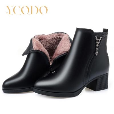 Женская осенне-зимняя обувь на боковой молнии, ботильоны из мягкой кожи, модные нескользящие женские кожаные ботинки на высоком каблуке