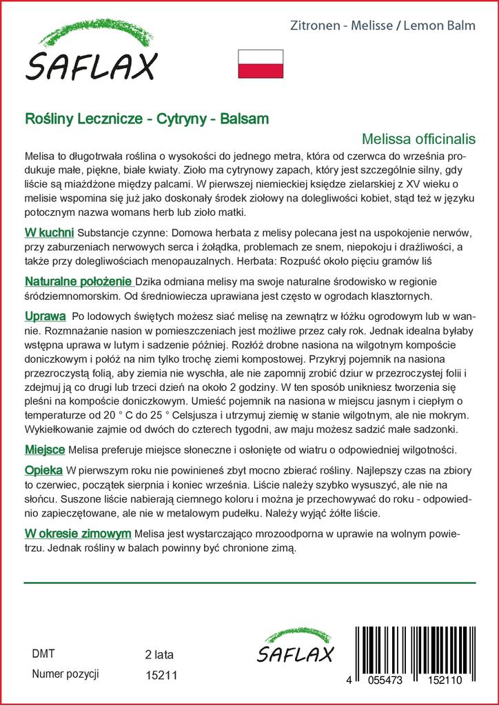 SAFLAX Garden in the Bag - Мелисса лимонная - 150 семян - С субстратом в подходящем пакете - Melissa officinalis