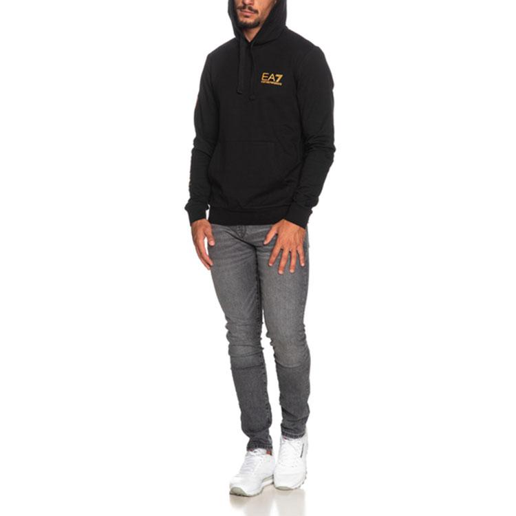 Emporio Armani Мужская толстовка с принтом букв EA7 Черный Золотой 6HPM18-PJ05Z-1203