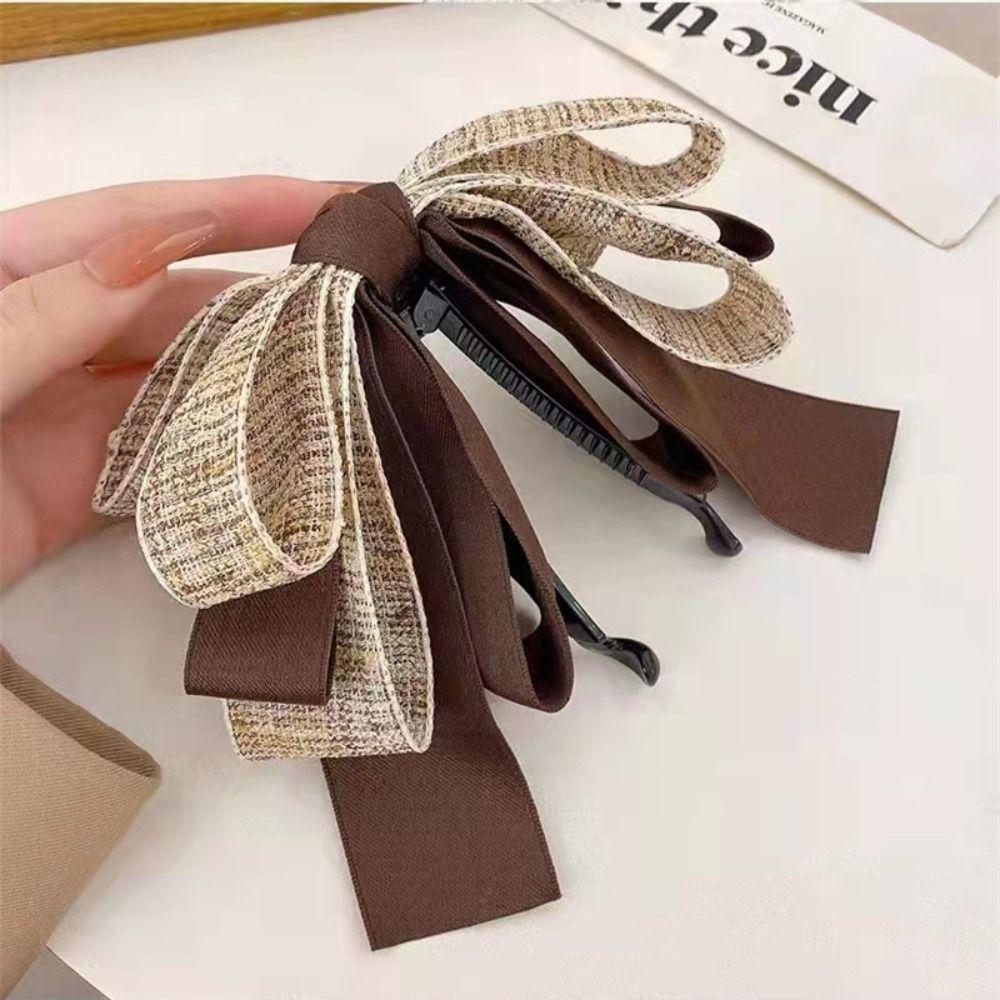 Ponytail Holder Cloth Banana Clip Hairpin Bowknot Hair Clip Cute Bow Vertical Clip Girls
