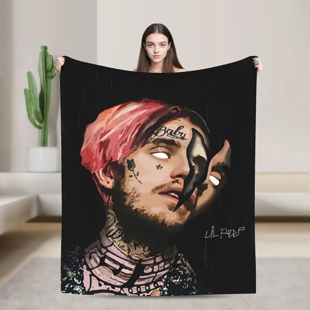 Плед Lil Peep Love Теплый Забавный Плюшевый Плед для Путешествий на Открытом Воздухе Самолете Фланелевая Постельная Покрывало Покрытие для Кровати