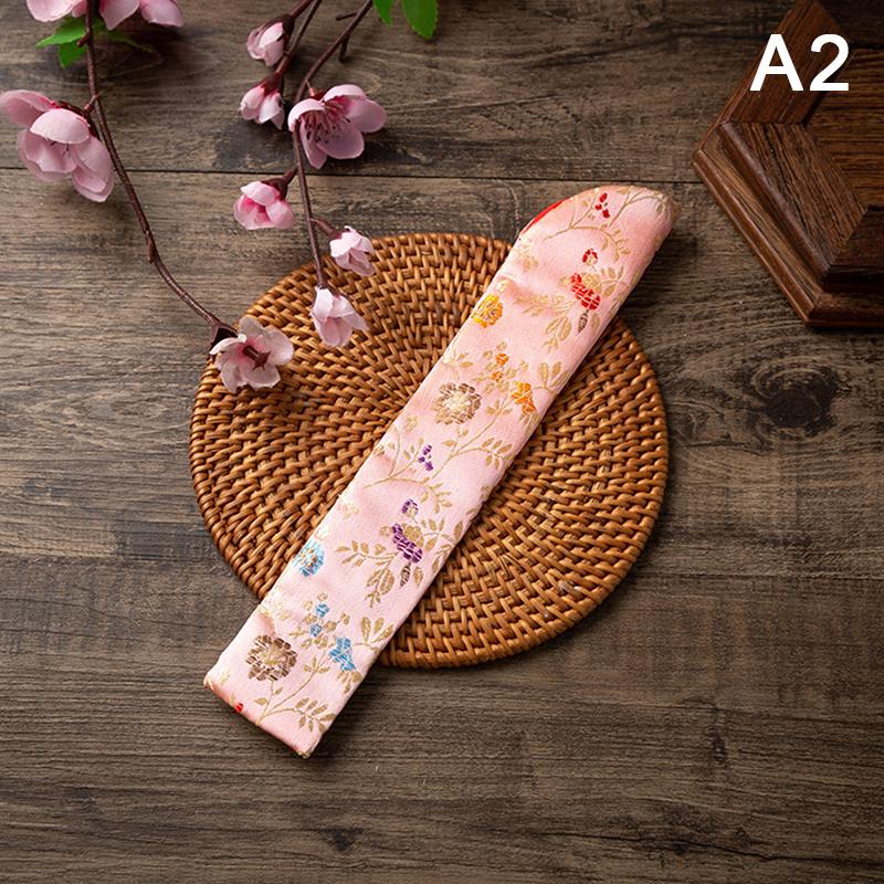 Новый чехол для ручного веера в китайском стиле, вышитые цветы, портативный складной чехол для веера, пылезащитный защитный чехол, украшение для дома