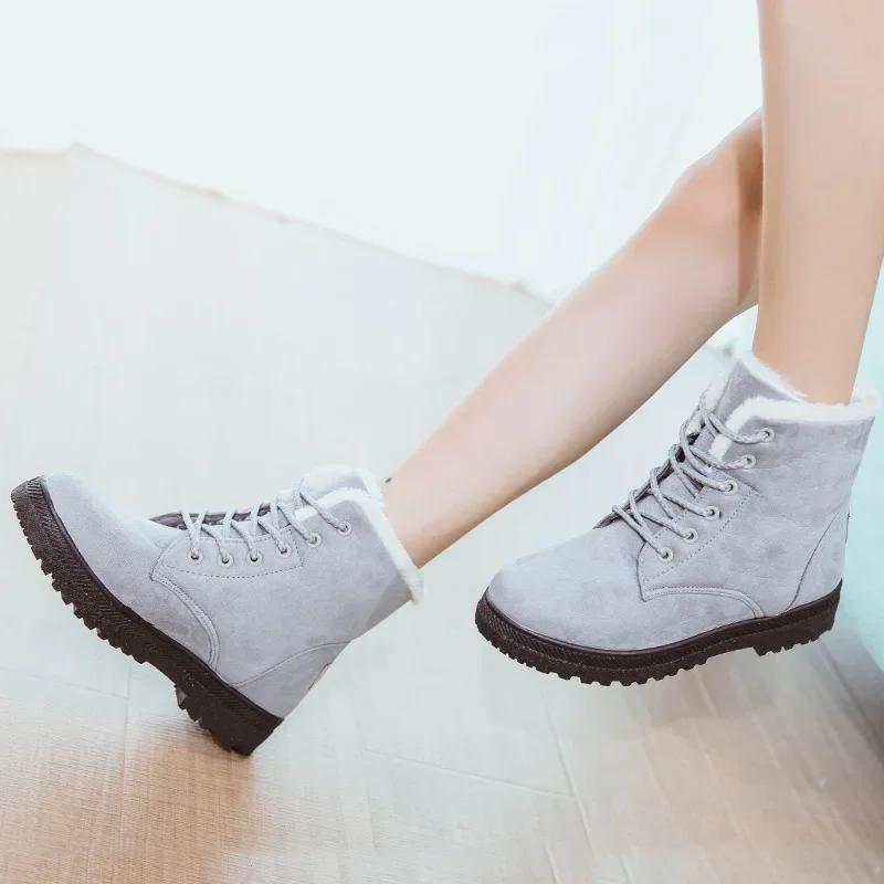 Fashion Women's Boots Winter Boots With Fur Low Heels Snow Boots Ankle Bota Feminina Platform Booties For Women Winter Shoes Heeled 2024
