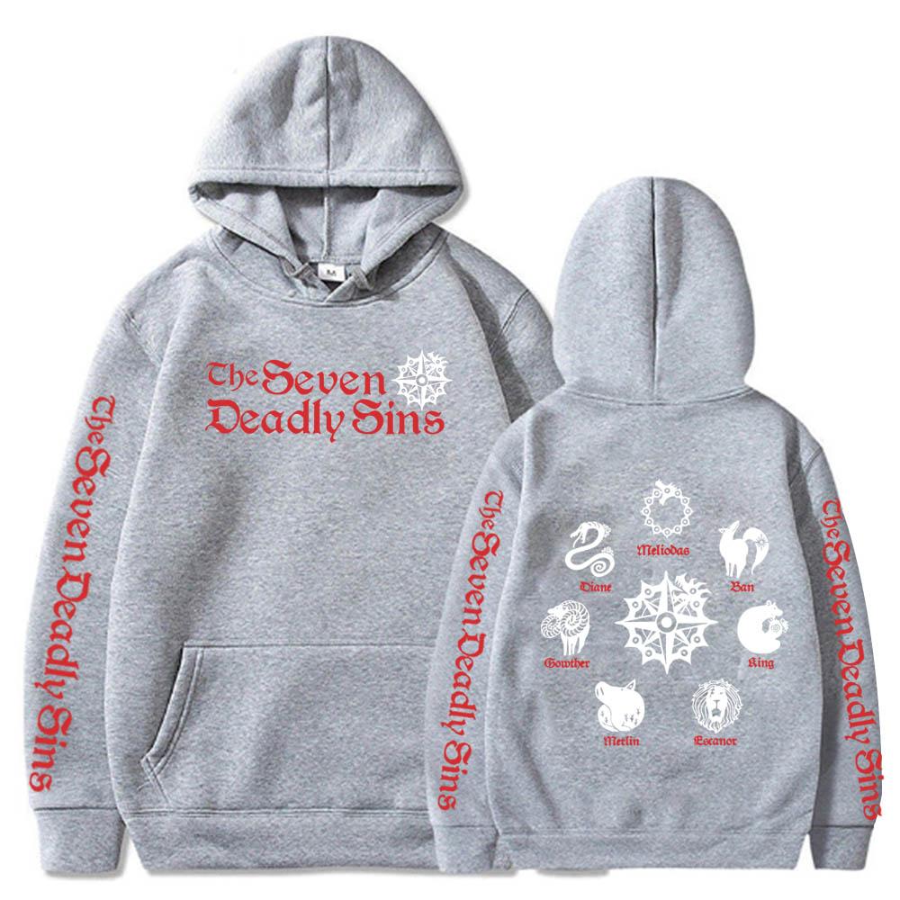 Толстовки с логотипом «Семь смертных грехов» в стиле аниме «Мелиодас Элизабет Диана Бан», King Gowther, Merlin Escanor, Harajuku, унисекс, толстовка