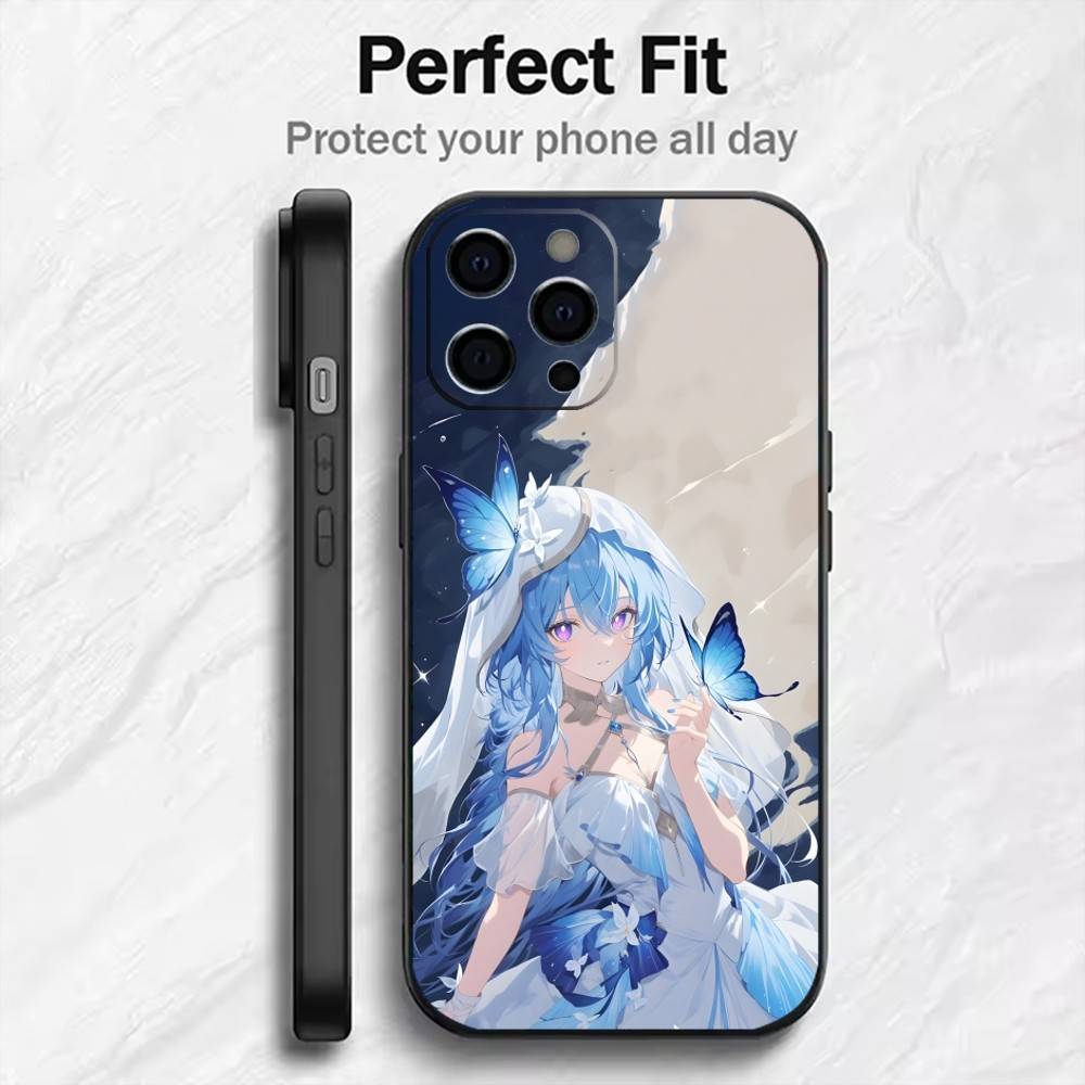 Игровой чехол WUWA S-Shorekeeper-r для iPhone 17, 16, 15, 14, 13, 12 Plus, Max, Мягкий силиконовый, Черный