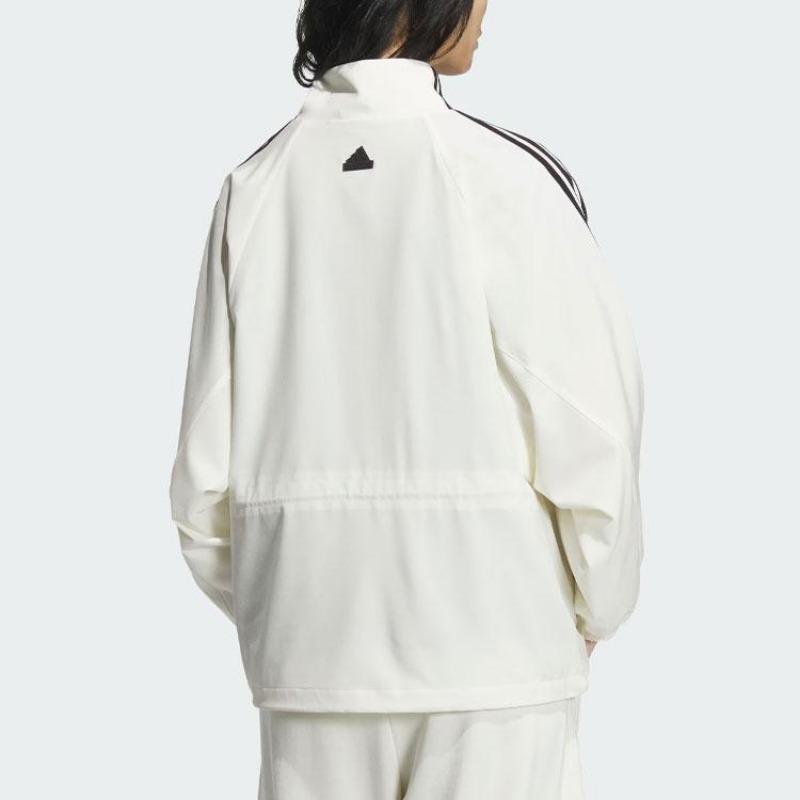 adidas Танцевальная куртка в стиле ретро, спортивный воротник-стойка, три полоски, цветной блок, буквенный принт, повседневная куртка, женская куртка Han-Jade-White JI9768