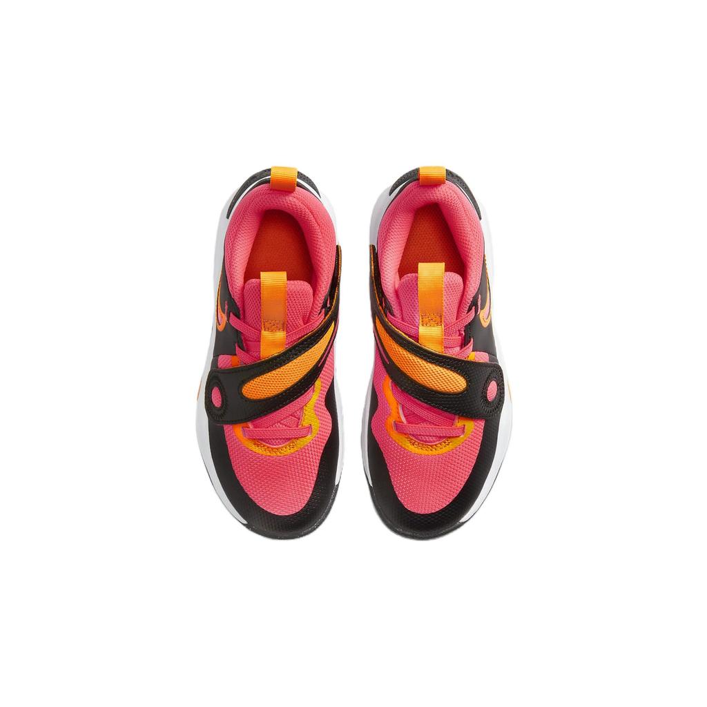 Nike Кроссовки детские Team Hustle D11 PS черные Hot Punch розовые ярко-оранжевые белые DV8994-001