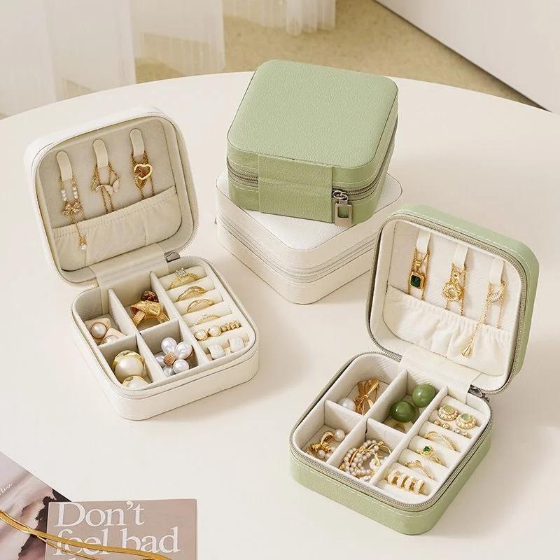 Портативная дорожная шкатулка для драгоценностей, ожерелье, серьги, кольцо, органайзер для ювелирных изделий, дисплей из искусственной кожи, большой вместительный футляр для ювелирных изделий