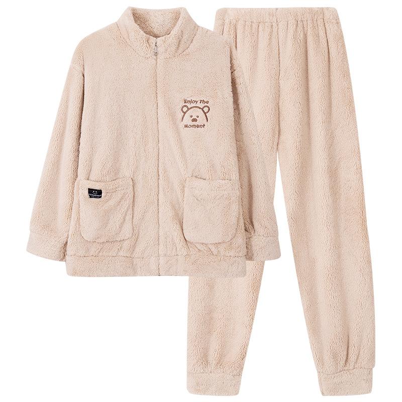 Пары пижам из кораллового флиса, осенне-зимние, утолщенный флис, теплый фланель, милая домашняя одежда для мужчин и женщин