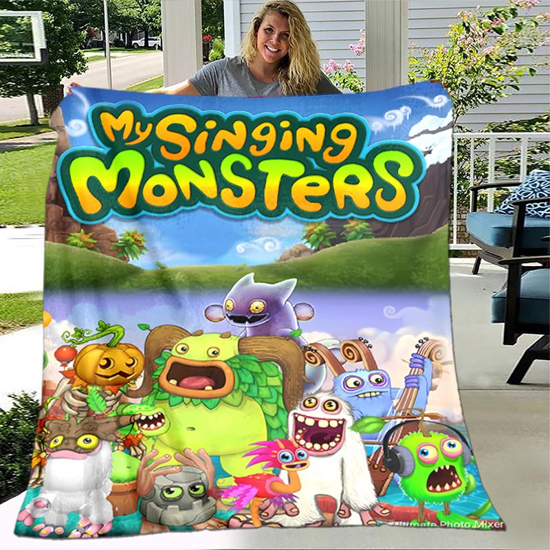 1pc Blanket My Singing Monsters1 Print Design, Lightweight Blanket for Sofa, Bed- Soft &Warm, Gift for All Seasons like Christmas, Halloween