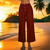 Women's Fashion Loose Casual With Button Elastic Waist Wide Leg Pants Casual Pants