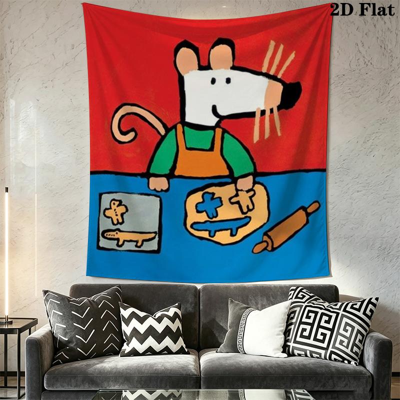 Maisy Mouse Wall Tapestry Aesthetic Wall Hanging Printed Fabric Blanket Decorative Tapestries for Bedroom Living Room Home Decor