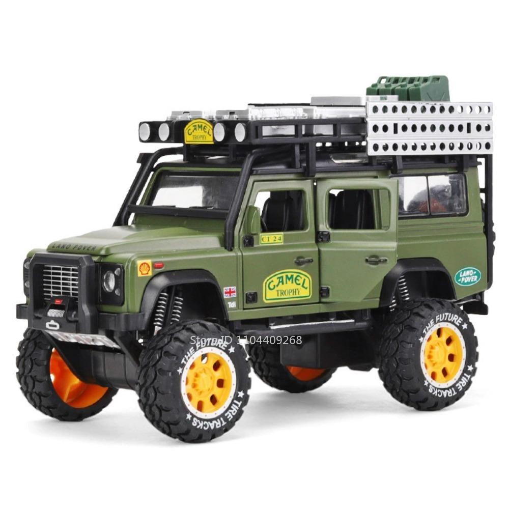 1:Масштаб 28 Unimog U5000 Land Rover Defender Модель Игрушечного Автомобиля Резиновые Шины Литой Сплав Звук Свет Внедорожник Детская Игрушка