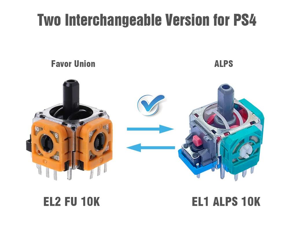 ElecGear EL1 Replacement Joystick Extra Gift Drift Correction Variable ALPS 10K Analog Stick Controller Sensor Thumbstick Module Repair Part for PS4