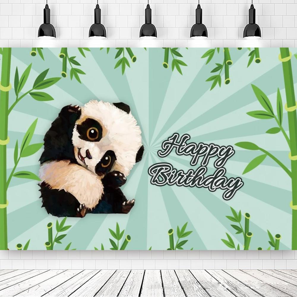 Panda Birthday Party Bamboo Cartoon Poster custom Baby Newborn Portrait Photo Backgrounds Photography Photocall Photo Studio
