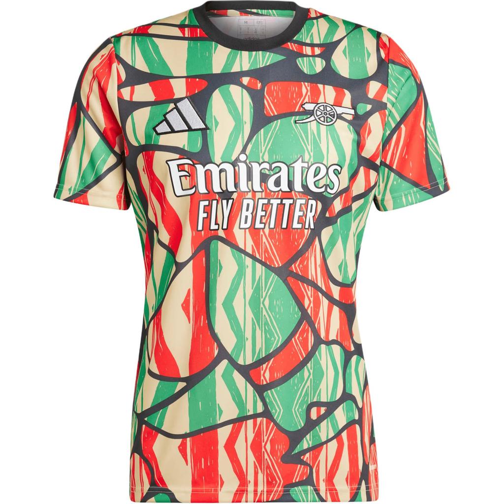adidas Футболка Arsenal Pre-Match, удобная, стильная, с круглым вырезом и коротким рукавом, с принтом, мужская, цвет красный, черный IS9996