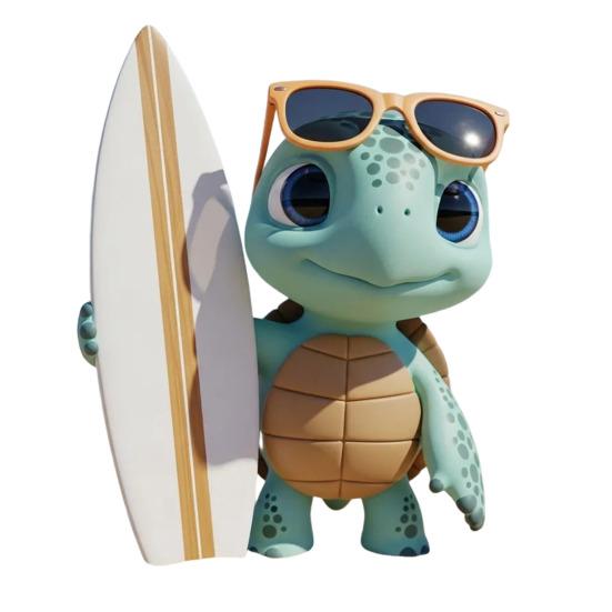 Beach Party Animal Sculpture Resin Surfing Sloth Turtle Ornament Beach Vacation Gnome Statue for Home Decor Desktops Bookshelves