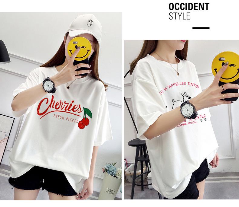 Korean Style Women's Casual Loose Fit Mid-Length Short Sleeve T-shirt - Summer Comfort