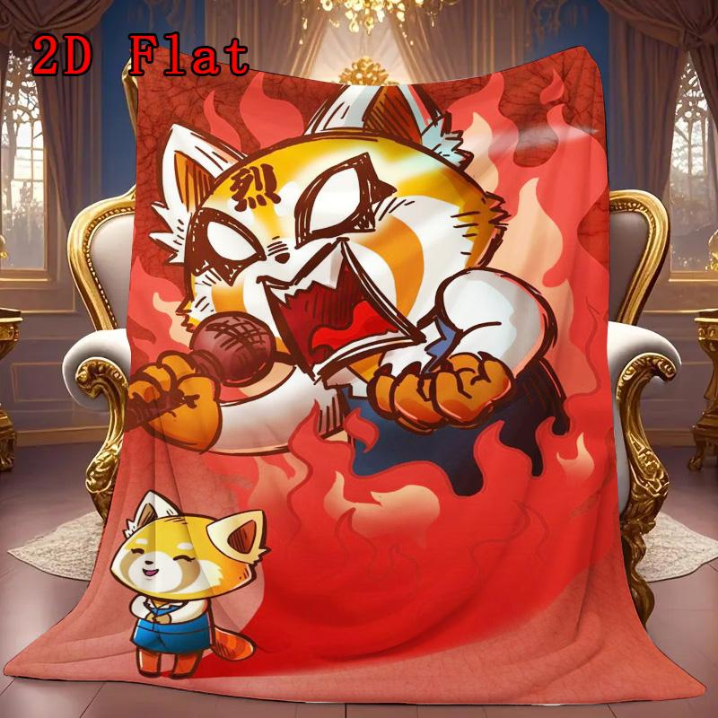 Aggretsuko 2D Flat Pattern Flannel Blanket High quality All Seasons Warmth and Comfort Perfect for Christmas Gifts.PMT0914103