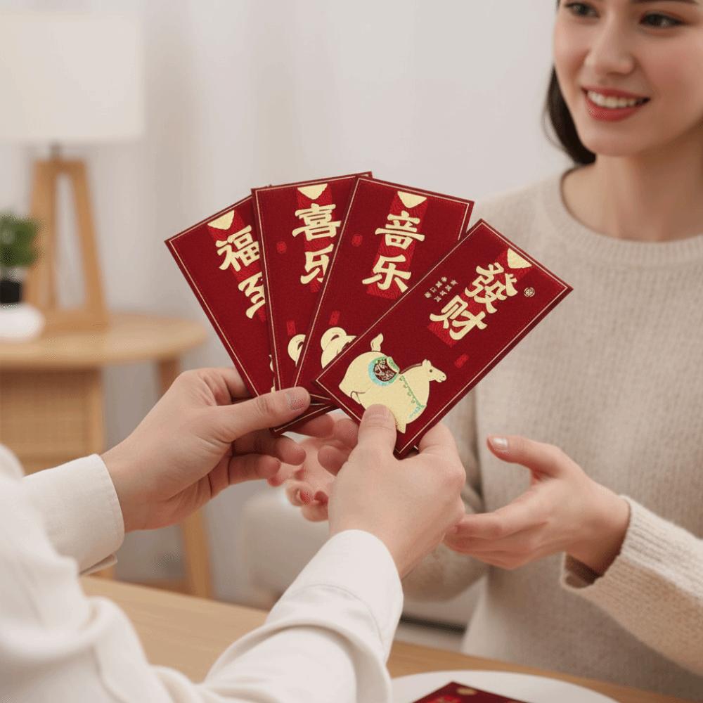 6pcs Cute Red Bag Traditional Lucky Money Pockets Horse Year Red Envelopes  Chinese New Year