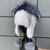 Knitted Mink Fox Fur Bomber Hats Women Fluffy Winter Warm Earflap Trapper Hats Female Brand Designer Hat
