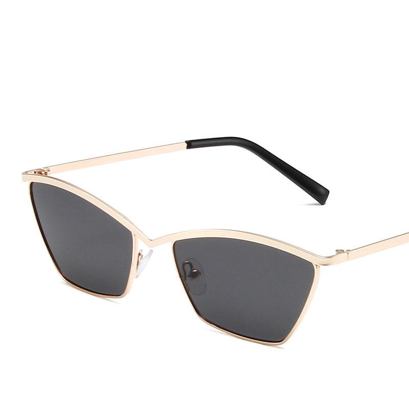 Неполяризованные классические солнцезащитные очки «кошачий глаз» прямоугольной формы для женщин, роскошный брендовый дизайн, модные винтажные солнцезащитные очки в металлической оправе, ретро-очки унисекс
