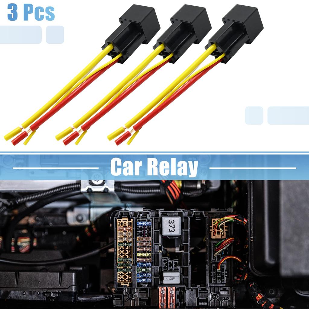 uxcell Relay Socket Car Relay JD-1912 SPST 4 Pole 80A DC12V Car Wire Bundle Socket with Plug Pack of 3