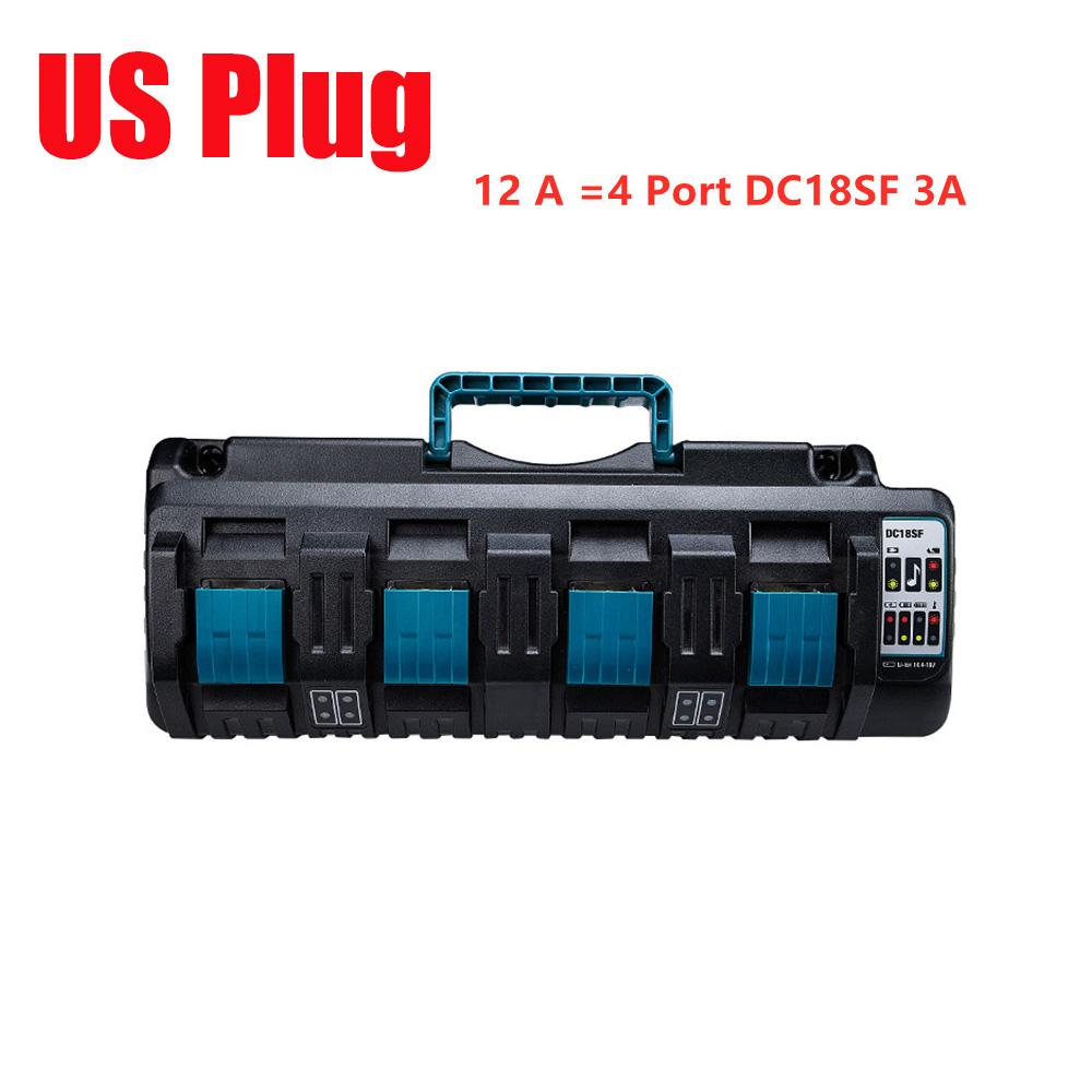 4-портовое зарядное устройство с USB-портом для литиевых аккумуляторов Makita 14,4 В/18 В BL1415 BL1815 BH1220 Штекер US/EU/UK/AU