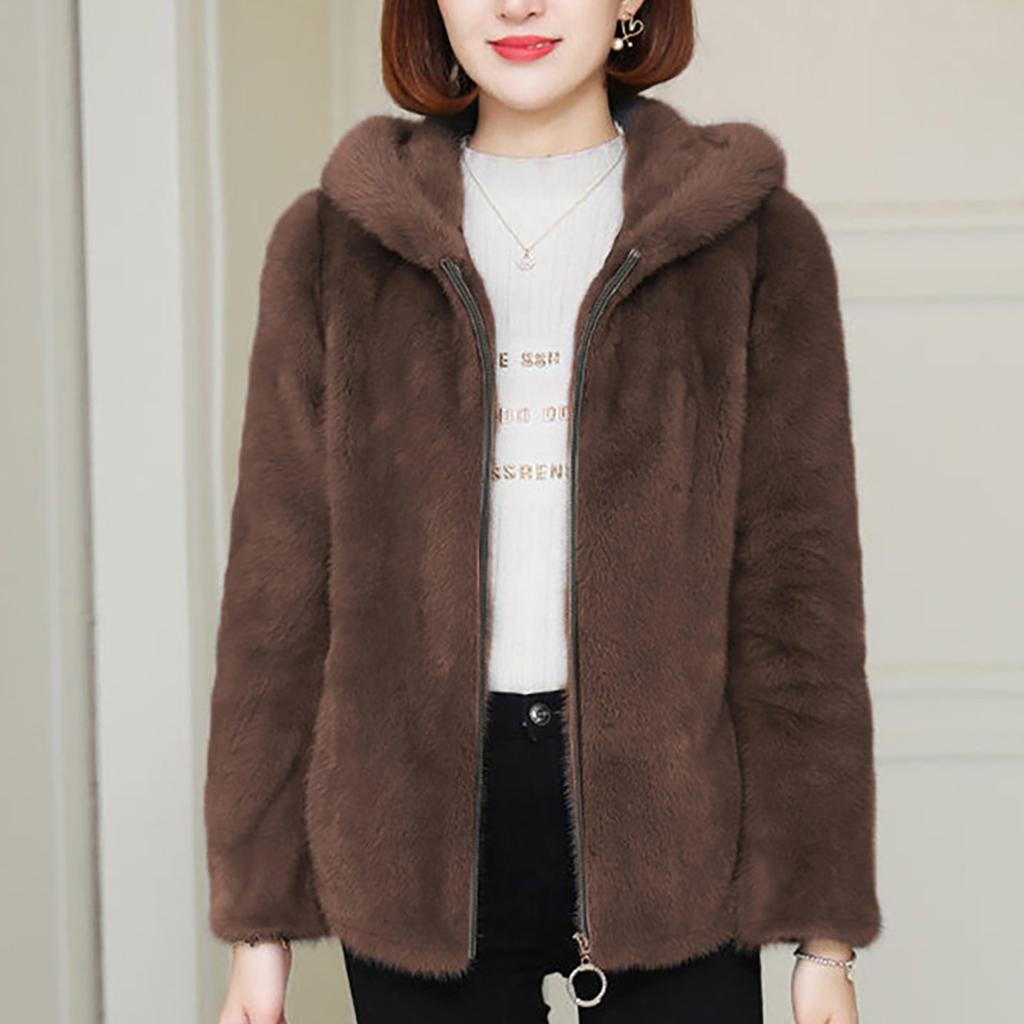 Однотонный женский двусторонний коралловый бархатный свободный теплый свитер с капюшоном, женская куртка на молнии из овечьей шерсти