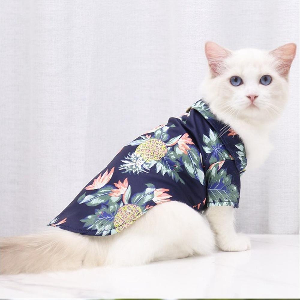 Navy Blue Dog Hawaiian Shirt Multi Sizes Dog Beach Outfit Pet Shirt Holiday Gathering