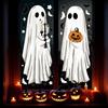 6 Sheets Halloween Large Ghosts Window Clings Spooky Bat Black Cat Pumpkin Stickers Double Sided PVC Decals for Home Party Store Glass Decoration