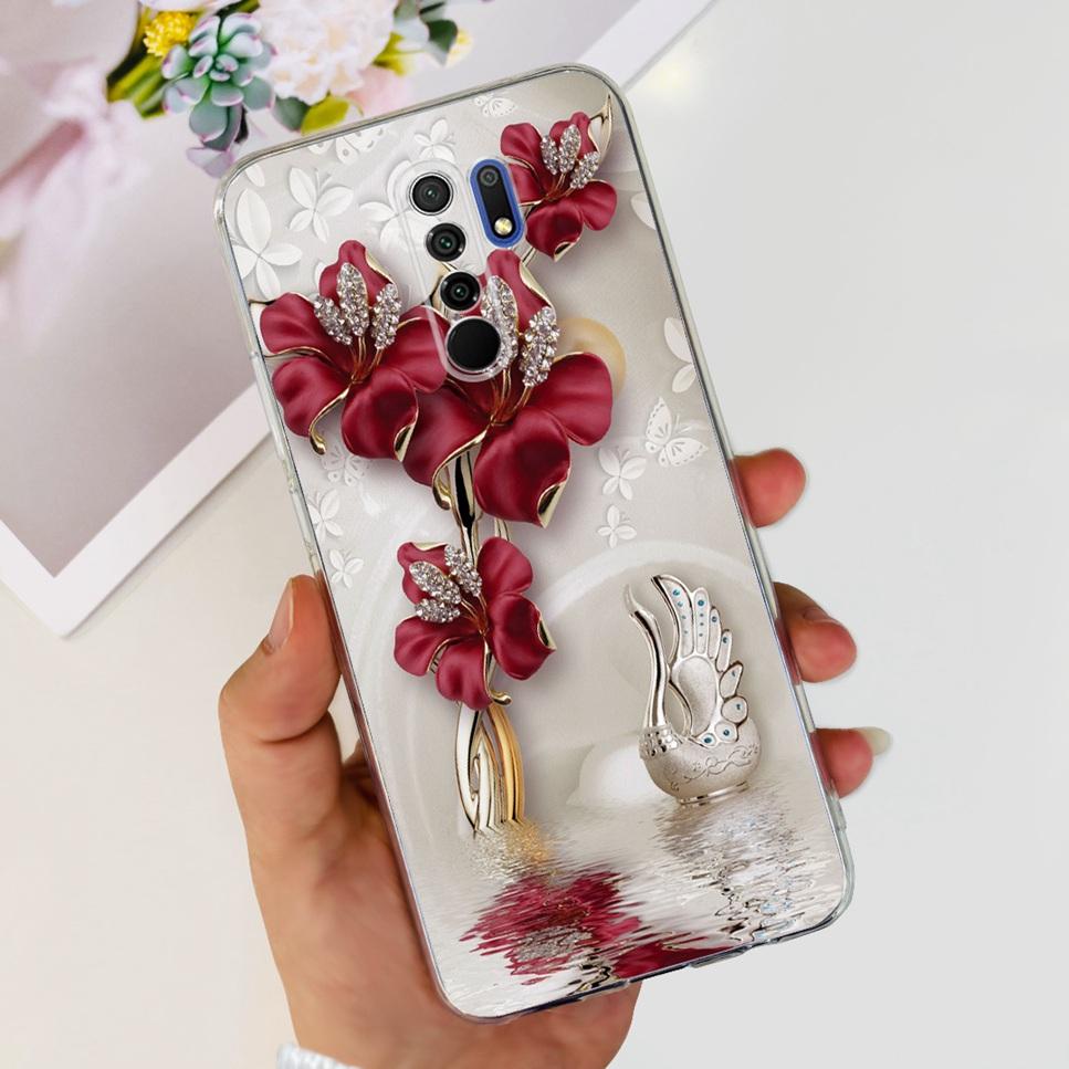New For Xiaomi Redmi 9 Case Cute Cat Luxury Flower TPU Soft Silicone Clear Cover For Xiaomi Redmi 9 9A 9a 6.53"Bumper Phone Case