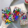 Art R-Romero Britto For IPhone 14 13 12 Mini 11 Pro XS Max X XR 14 Plus Tempered Glass Cover