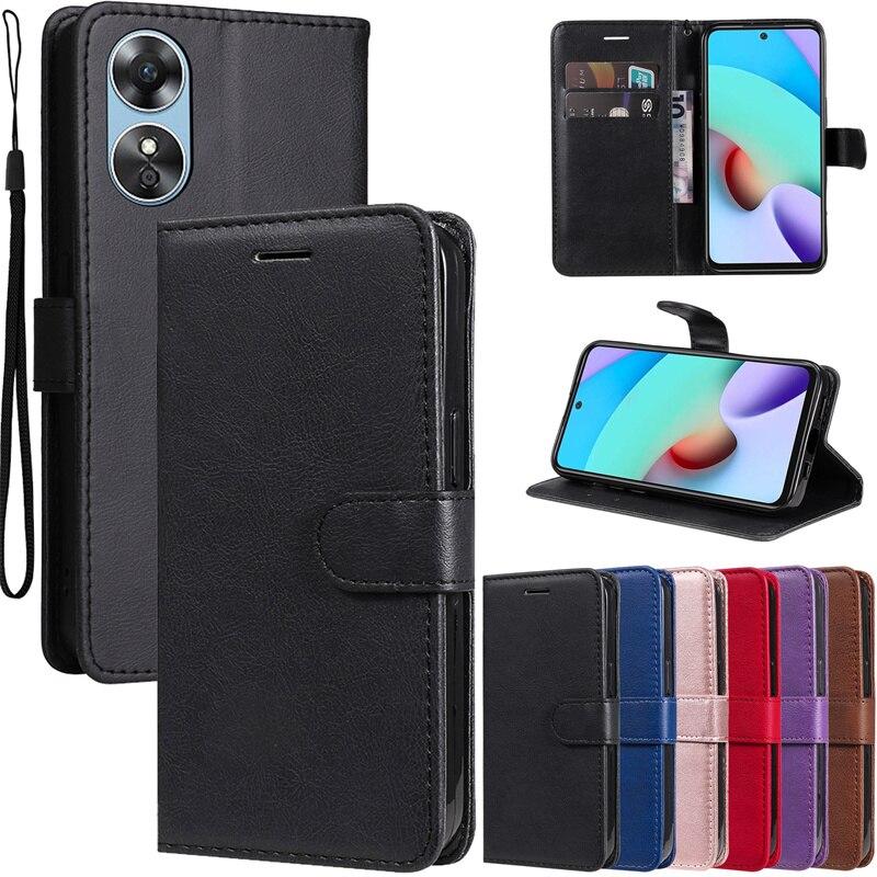 Роскошный модный однотонный кожаный флип-чехол для Oppo A17 A57 2022 5G 4G A77 A57S, чехол-кошелек, слот для карт, магнитный держатель-подставка, защитный чехол для телефона