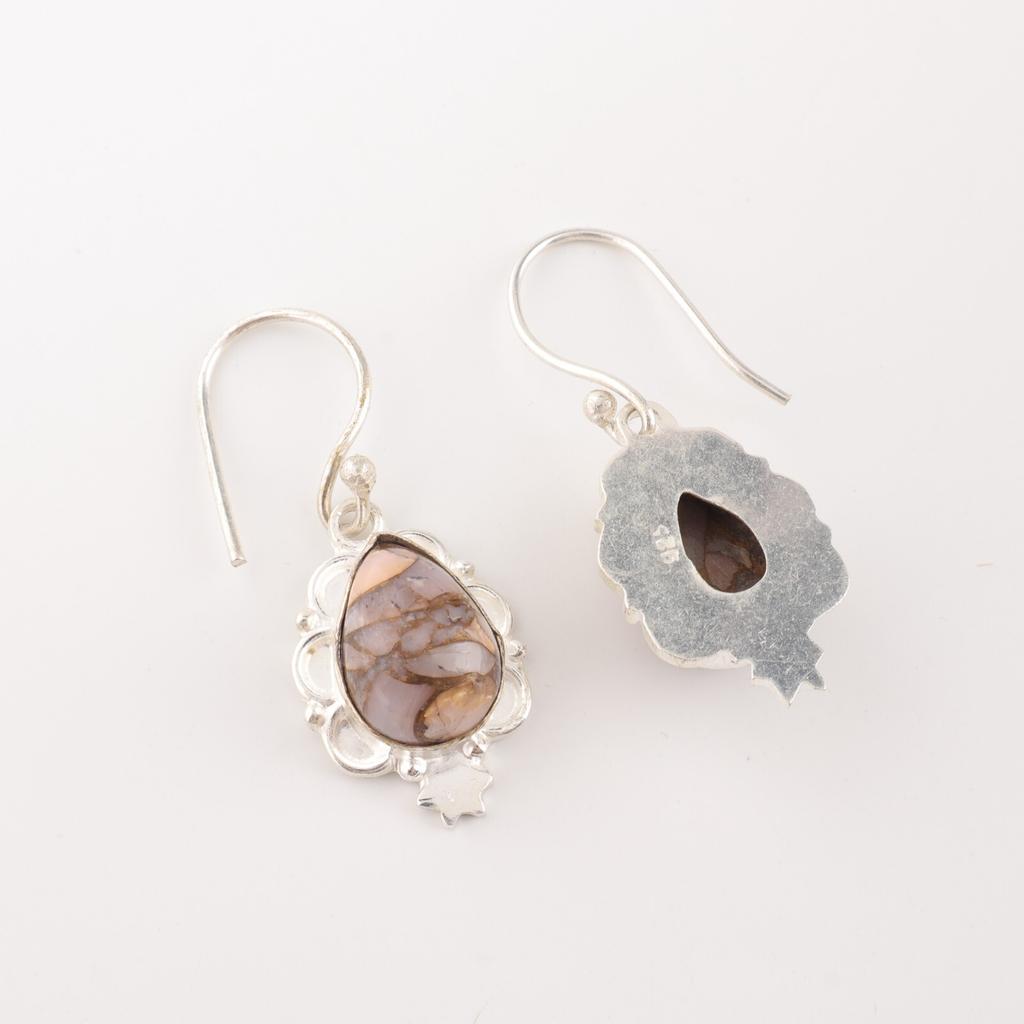 Розовый Бирюзовый Драгоценный Камень 925 Проба Серебро Ручная Работа Ювелирные Изделия Розовые Серьги EE-163-41