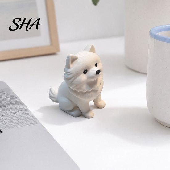 Puppy Desktop Decoration 3D Printed Pomeranian Figurine, Lifelike Dog Model, Statue, Luxury Home Decor Tabletop Animal Decorative Desk Ornament