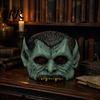 Breathable Halloween Mask Green Vampire Mask, Half Face with Pointy Ears & Sharp Teeth, Retro Ear Monsters Distressed Party Lightweight PU Foam