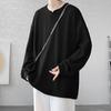 2024 New Trendy Mens V-Neck Pit Stripe Long Sleeved Elastic Solid Casual Loose Oversized T-Shirt Male Korean Tops Tees