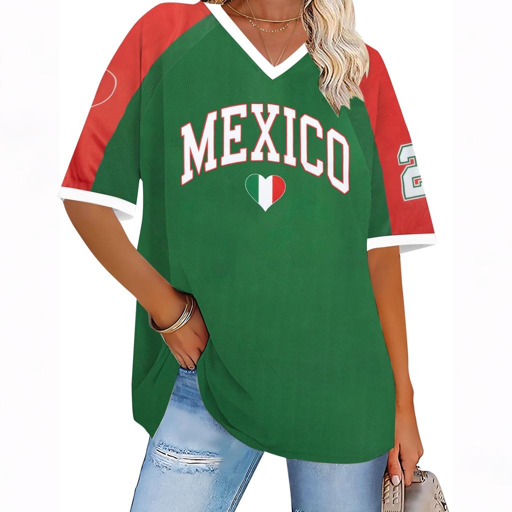 Women's Mexican Letter Print Short Sleeve T-Shirt, Casual Vacation Top