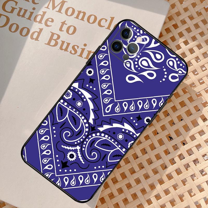 Blue Bandana Phone Case For iPhone 17 Air 15 14 13 12 11 16 Pro Max 13 12 mini 15 16 Plus 16e Cover Coque