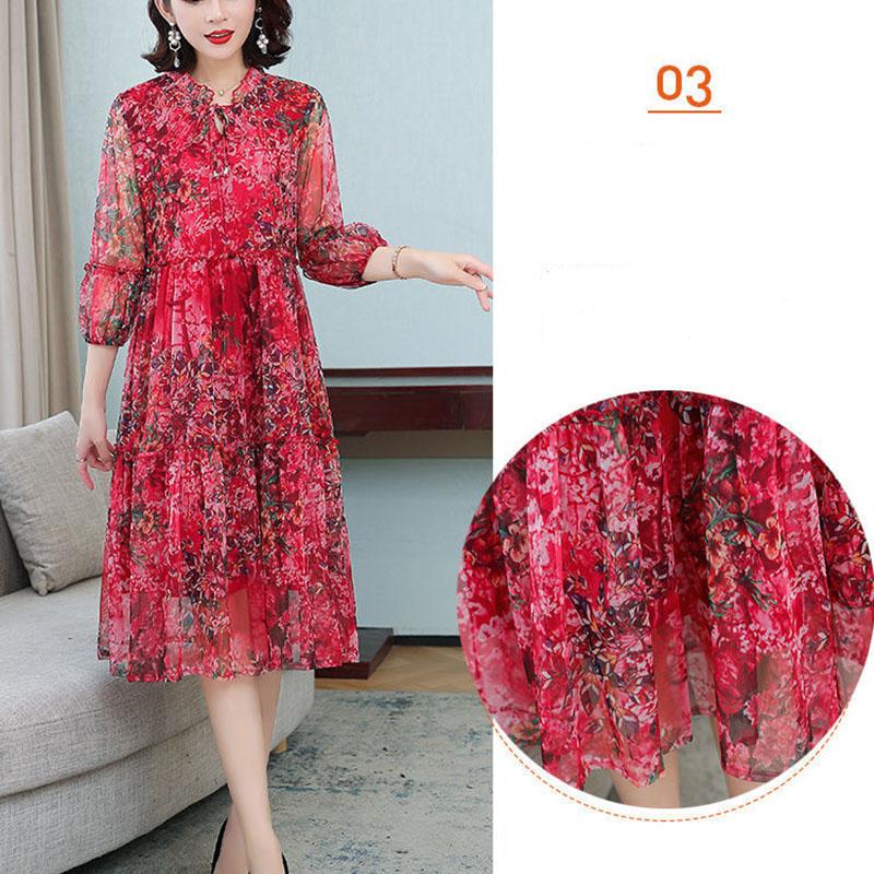 Женское летнее шифоновое платье больших размеров с принтом, свободное сетчатое платье трапециевидной формы