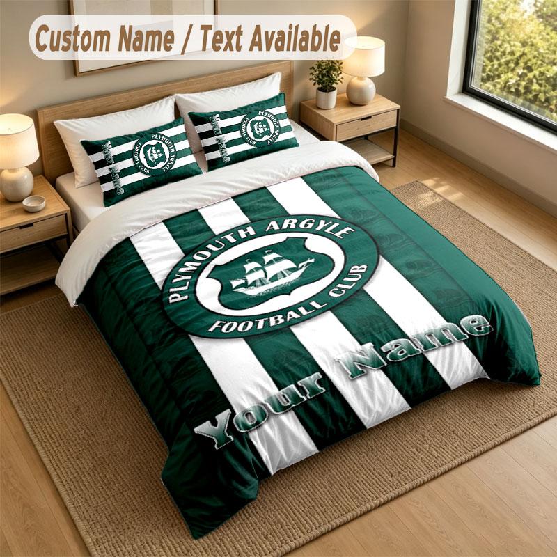 Bedding Set 1 Duvet Cover 2 Pillowcases Plymouth Argyle FC Print Soft Bed Linen Bedroom Decor