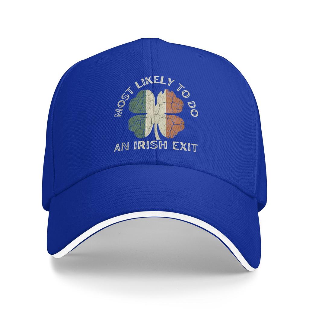 Most Likely to Do an Irish Exit Goodbye Funny St Patricks Casual Baseball Cap Summer Trucker Hat Sun Running Hippie Snapback Cap