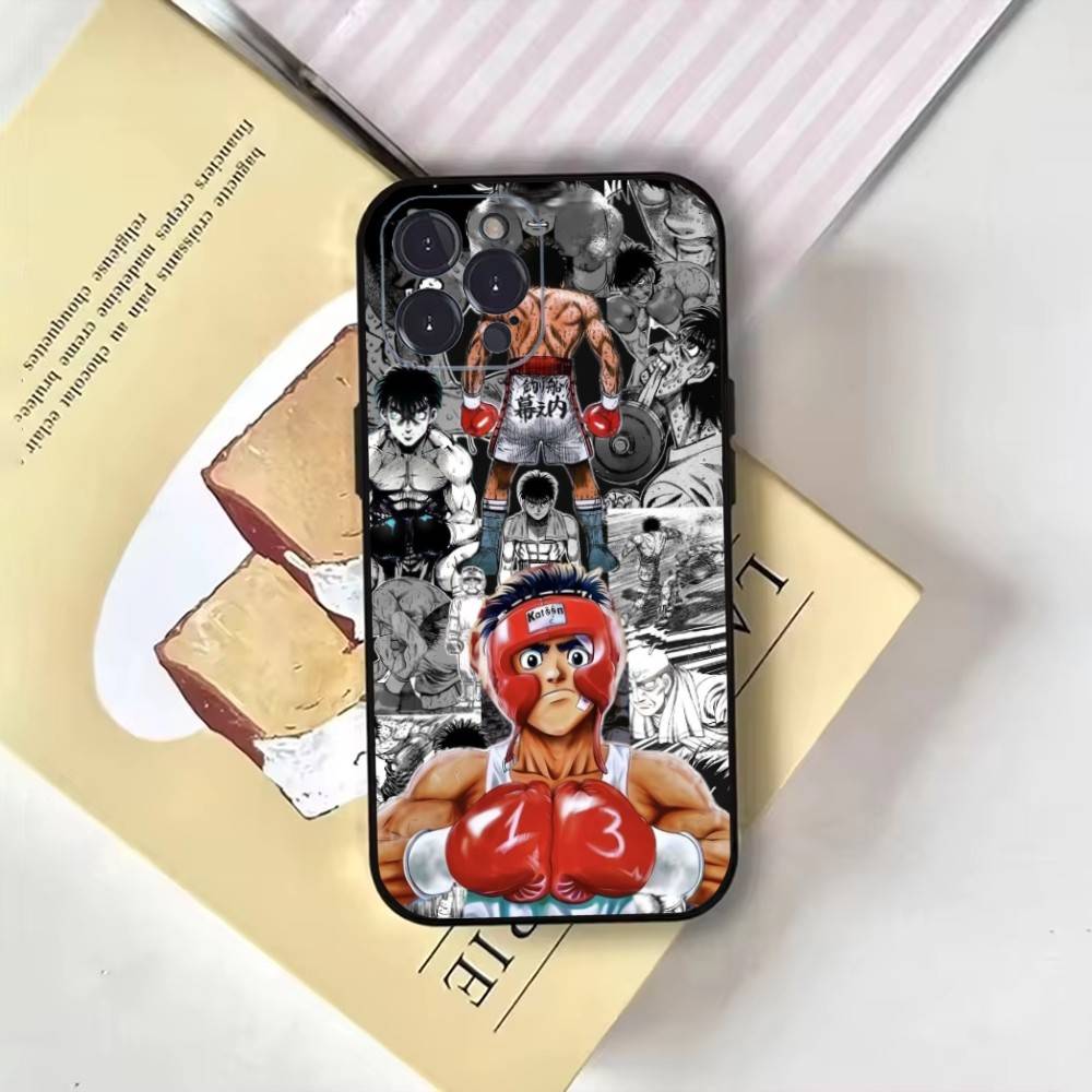 Чехол для телефона Бокс H-Hajime no lppo Для iPhone17,16,15,14,13,12,11 Plus,Pro Max,Мягкий черный чехол