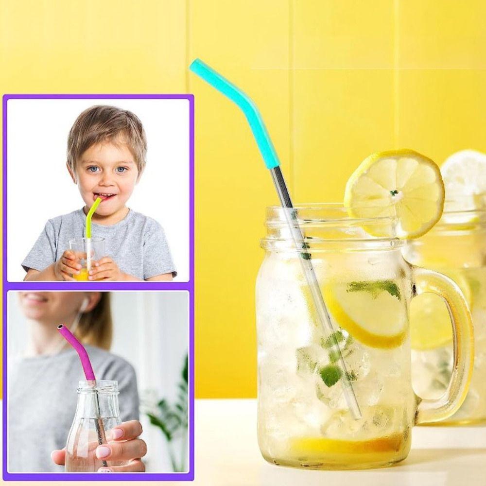 12pcs Silicone Metal Straws Tips Cover Curved Straw Cover Cup Accessories Straw Topper Party