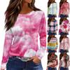 Women's Fashion Hem Slit Casual Floral Print Round Neck Long Sleeve Top